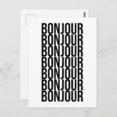 Minimalistische Bonjour-Französisch-Textgestaltung Postkarte (Vorne/Hinten)
