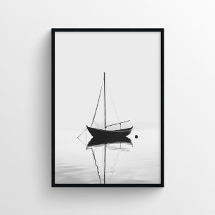 Minimalistische Bootfotografie in Monochrom Poster