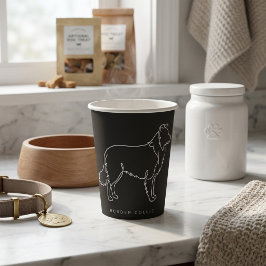 Minimalistische Border Collie-Linienkunst-Hund-Gra Pappbecher