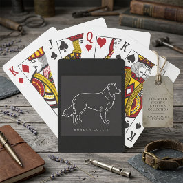 Minimalistische Border Collie-Linienkunst-Hund-Gra Spielkarten