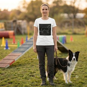 Minimalistische Border Collie-Linienkunst-Hund-Gra T-Shirt