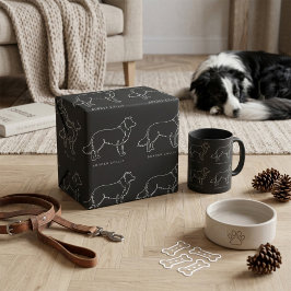 Minimalistische Border Collie-Linienkunst-Hundegra Geschenkpapier
