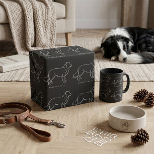 Minimalistische Border Collie-Linienkunst-Hundegra Geschenkpapier