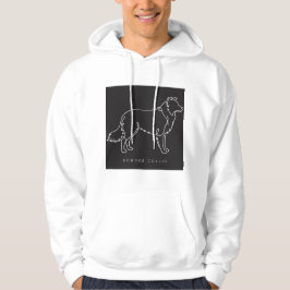 Minimalistische Border Collie-Linienkunst-Hundegra Hoodie