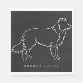 Minimalistische Border Collie-Linienkunst-Hundegra Serviette