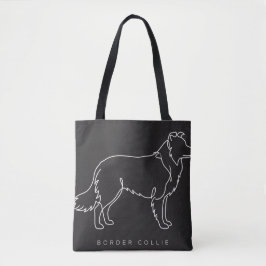 Minimalistische Border Collie-Linienkunst-Hundegra Tasche