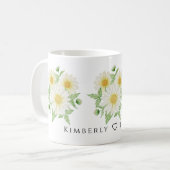 Minimalistische botanische Aquarellfarbe Blume Tas Kaffeetasse (Vorderseite Links)