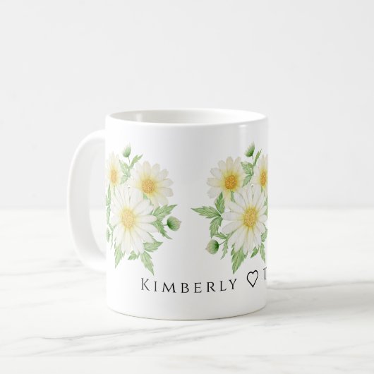 Minimalistische botanische Aquarellfarbe Blume Tas Kaffeetasse (Vorderseite Links)