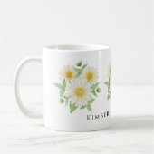 Minimalistische botanische Aquarellfarbe Blume Tas Kaffeetasse (Links)