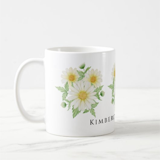 Minimalistische botanische Aquarellfarbe Blume Tas Kaffeetasse (Links)