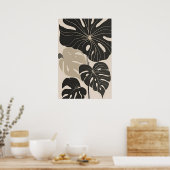 Minimalistische botanische Art Boho Blumendekorati Poster (Küche)
