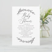 Minimalistische botanische Babydusche | Elegantes  Einladung (Stehend Vorderseite)