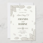 Minimalistische botanische Blätter Einladung Hochz (Vorderseite)