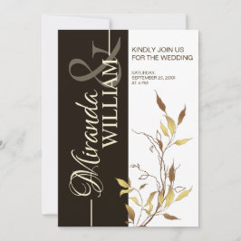Minimalistische botanische braune Hochzeitseinladu Einladung