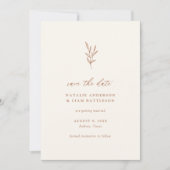 Minimalistische botanische Burnt Orange Wedding Re Save The Date (Vorderseite)