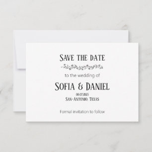 Minimalistische botanische Daisy Line Save The Dat Date