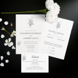 Minimalistische botanische Flora | Blume Chic Wedd Einladung