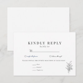 Minimalistische botanische Flora | Blume Chic Wedd RSVP Karte