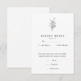 Minimalistische botanische Flora | Blume Chic Wedd RSVP Karte