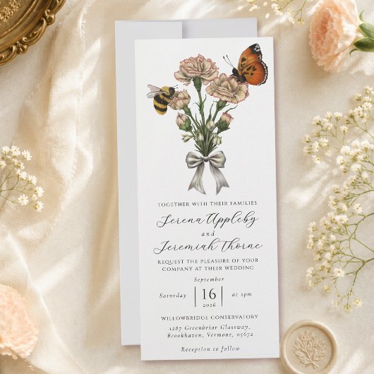 Minimalistische botanische florale Bogenhochzeit Einladung