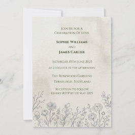 Minimalistische botanische florale Hochzeits-Einla Einladung