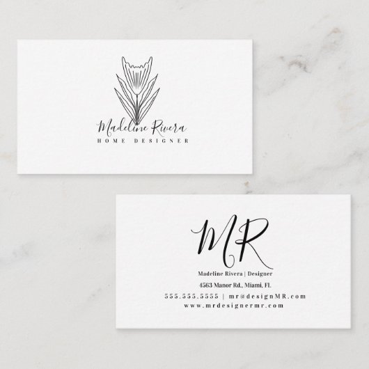 Minimalistische Botanische florale Visitenkarte (Vorne/Hinten)