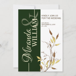 Minimalistische botanische grüne Hochzeitseinladun Einladung