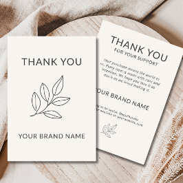 Minimalistische botanische handgefertigte Produkte Dankeskarte
