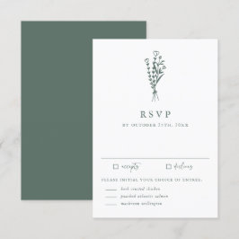 Minimalistische botanische Heirat RSVP Karte
