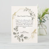 Minimalistische Botanische Hochzeit Dankeskarte (Stehend Vorderseite)