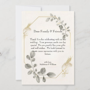 Minimalistische Botanische Hochzeit Dankeskarte