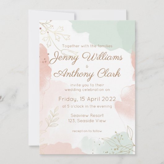 Minimalistische botanische Hochzeit Einladung (Vorderseite)