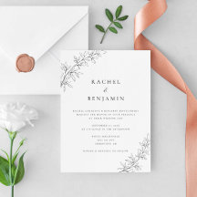 Minimalistische botanische Hochzeit Elegant Schwar