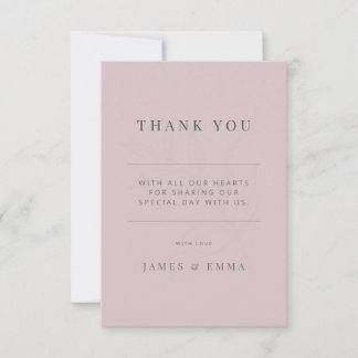 Minimalistische botanische Hochzeit - Mattrosa Dankeskarte