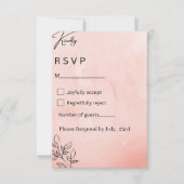 Minimalistische botanische Hochzeit mit Pfirsich R RSVP Karte (Vorderseite)
