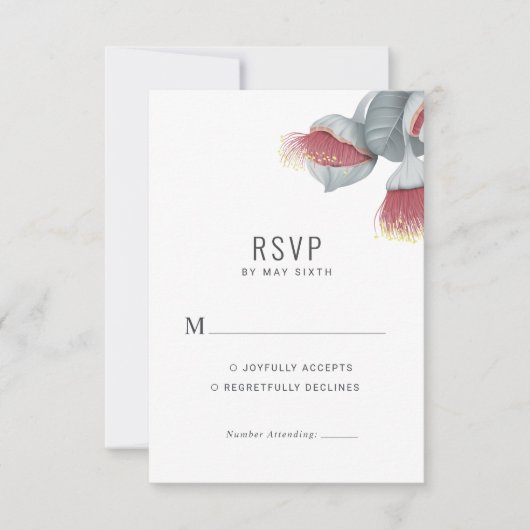 Minimalistische botanische Hochzeit RSVP Karte (Vorderseite)