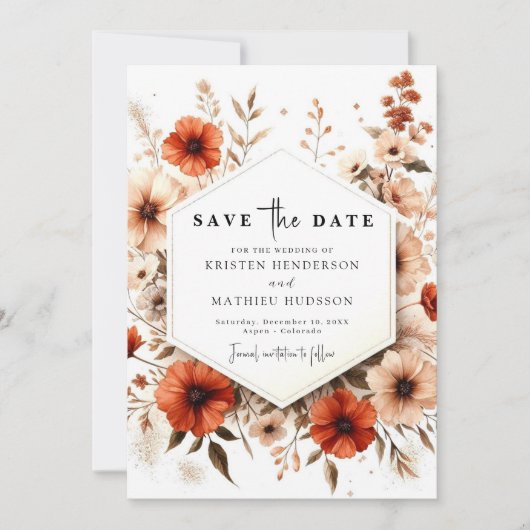 Minimalistische Botanische Hochzeit Save The Date (Vorderseite)