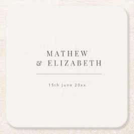 Minimalistische botanische Hochzeit | Warmweiß Rechteckiger Pappuntersetzer