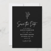 Minimalistische Botanische Hochzeiten von Schwarz Save The Date (Vorderseite)