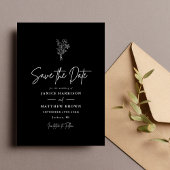 Minimalistische Botanische Hochzeiten von Schwarz Save The Date