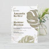 Minimalistische botanische Hochzeitseinladung Einladung (Stehend Vorderseite)