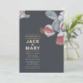 Minimalistische botanische Hochzeitseinladung Einladung (Stehend Vorderseite)