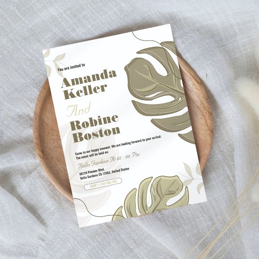 Minimalistische botanische Hochzeitseinladung Einladung