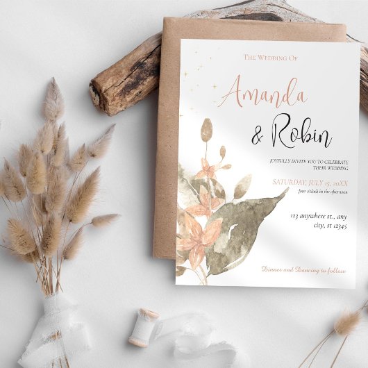 Minimalistische botanische Hochzeitseinladung Einladung