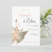 Minimalistische botanische Hochzeitseinladung Einladung (Stehend Vorderseite)