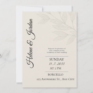 Minimalistische botanische Hochzeitseinladung Einladung