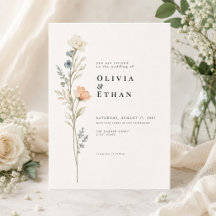 Minimalistische botanische Hochzeitseinladung Flor