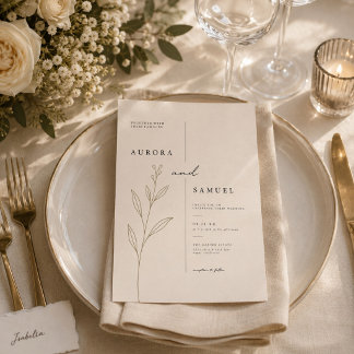 Minimalistische botanische Hochzeitseinladung mit  Einladung