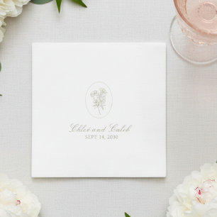 Minimalistische botanische Kalligrafie-Hochzeitspa Serviette
