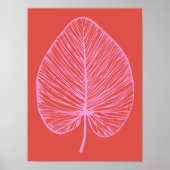 Minimalistische botanische Kunst in Rosa und Rot Poster (Vorne)
